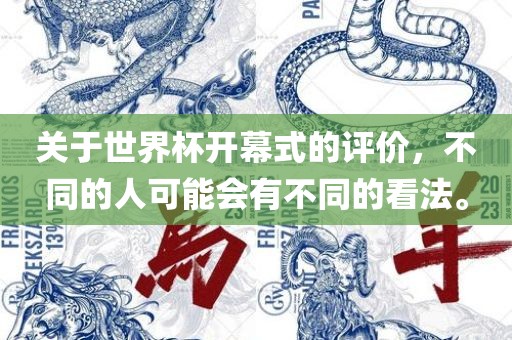 关于世界杯开幕式的评价，不同的人可能会有不同的看法。