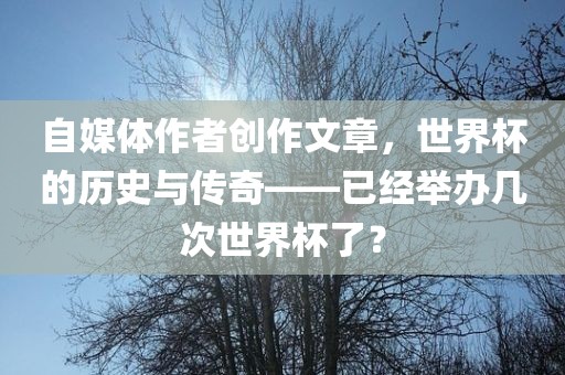 自媒体作者创作文章，世界杯的历史与传奇——已经举办几次世界杯了？