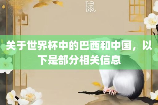 关于世界杯中的巴西和中国，以下是部分相关信息