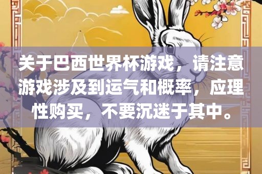 关于巴西世界杯游戏，请注意游戏涉及到运气和概率，应理性购买，不要沉迷于其中。