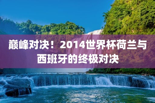 巅峰对决！2014世界杯荷兰与西班牙的终极对决
